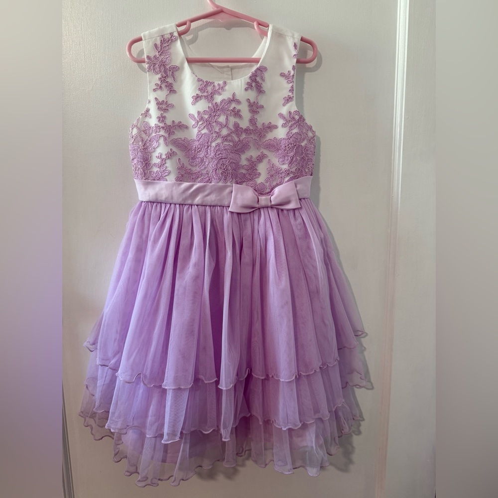 Jona Michelle Lavender Lace Kids Dress